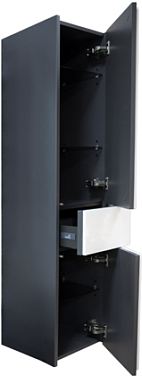 Roca Ronda Шкаф-пенал 32х139h см, подвесной, с 2мя дверцами и ящиком, правый, цвет: белый/антрацит ZRU9302967