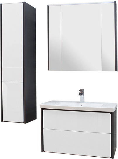 Roca Ronda Шкаф-пенал 32х139h см, подвесной, с 2мя дверцами и ящиком, левый, цвет: белый/антрацит ZRU9302966