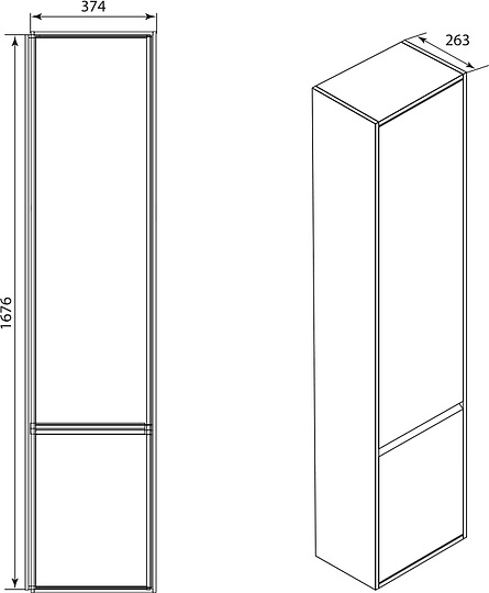 Roca Laks R Шкаф-пенал 37,5х168h см, подвесной, с 2мя дверцами, правый, цвет: белый глянцевый ZRU9302802