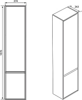 Roca Laks R Шкаф-пенал 37,5х168h см, подвесной, с 2мя дверцами, правый, цвет: белый глянцевый ZRU9302802