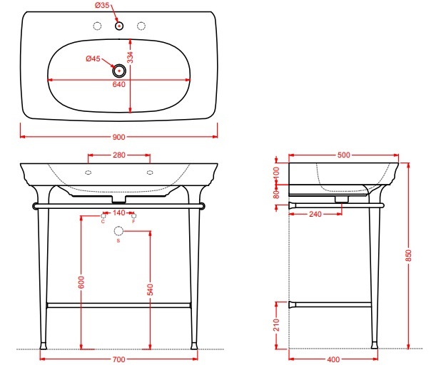 ArtCeram Civitas Консоль напольная металлическая для раковины 70x40x75h см, цвет: chrome CIA009 71