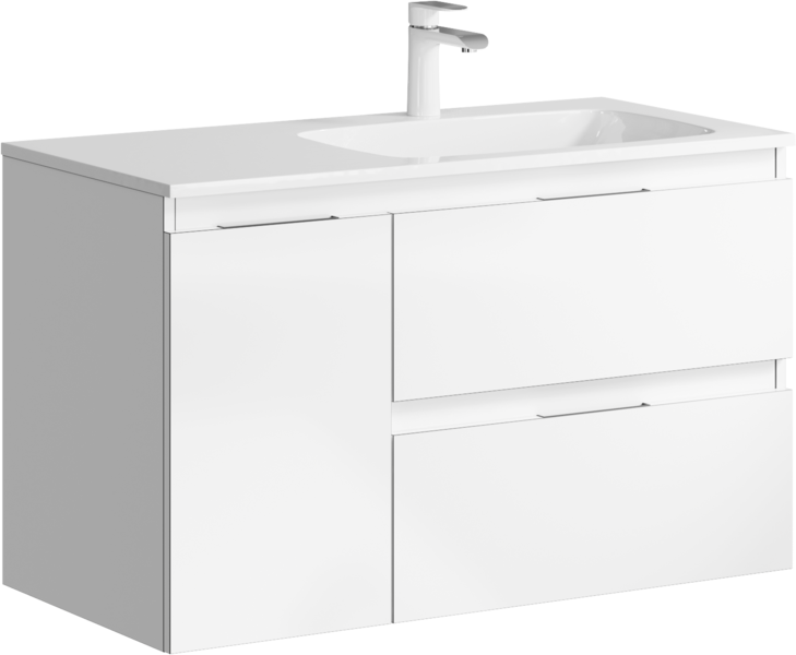 Aqwella Accent Подвесная тумба 90 см, правая, цвет: белый ACC0109RW