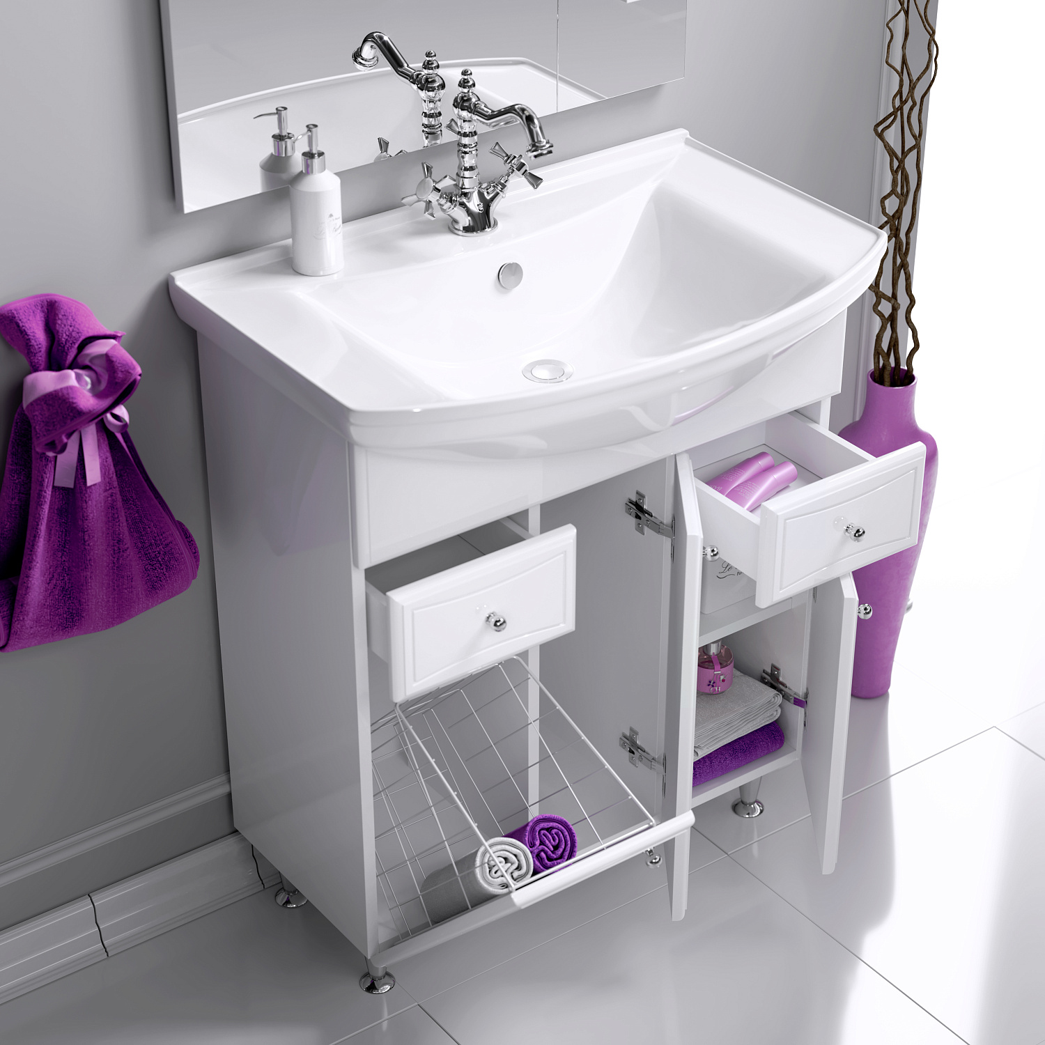 Aqwella Barcelona Напольная тумба 75 см, цвет: белый BA0107K