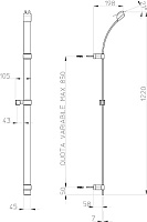 Bossini Flat Душевой гарнитур: штанга для душа, ручной душ, шланг 150 см, цвет: chrome D45002.030