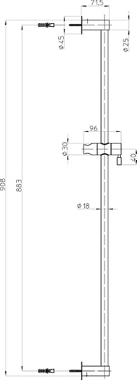 Bossini Душевая штанга 90,8 см, с держателем ручного душа, цвет: chrome D38000.030