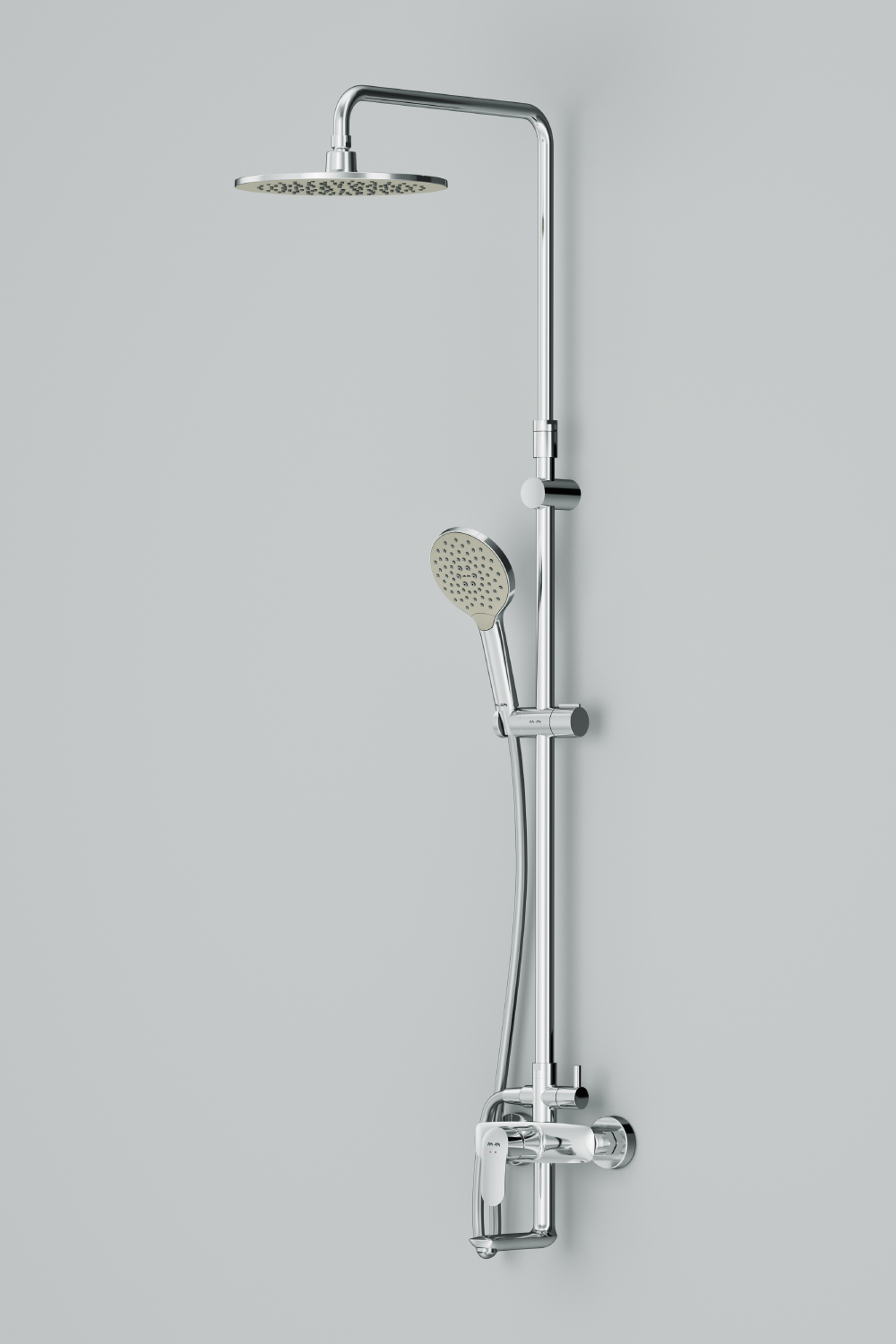 Am.Pm Like Душевая стойка: смеситель, верхний и ручной душ, шланг, цвет: хром глянцевый F0780964