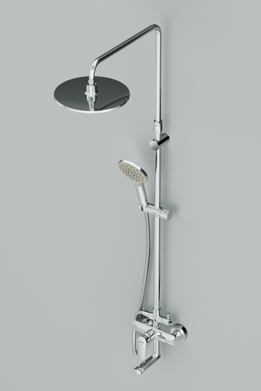 Am.Pm Like Душевая стойка: смеситель, верхний и ручной душ, шланг, цвет: хром глянцевый F0780964