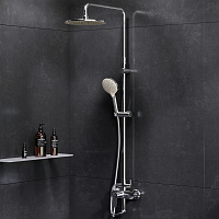 Am.Pm Like Душевая стойка: смеситель, верхний и ручной душ, шланг, цвет: хром глянцевый F0780964