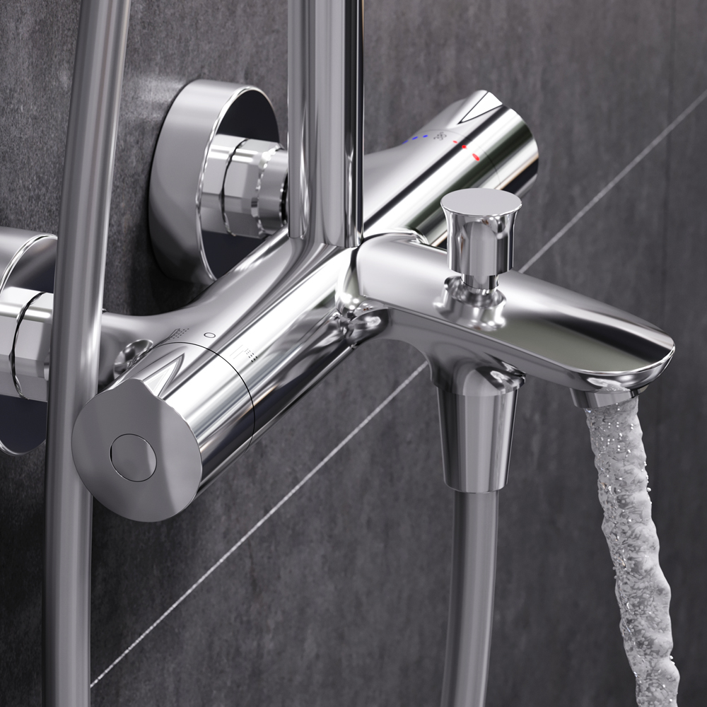 Am.Pm Like Душевая стойка: термостат, верхний и ручной душ, шланг, цвет: хром глянцевый F0780564