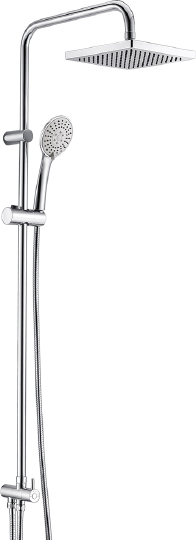 Wasserkraft Душевая стойка: смеситель, ручной душ 3 вида струи, шланг, верхний душ, цвет: хром A017
