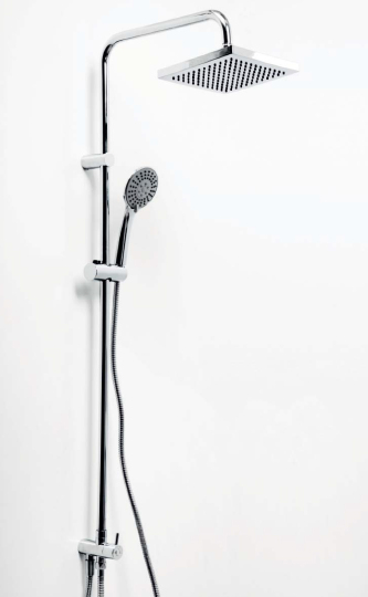 Wasserkraft Душевая стойка: смеситель, ручной душ 3 вида струи, шланг, верхний душ, цвет: хром A017