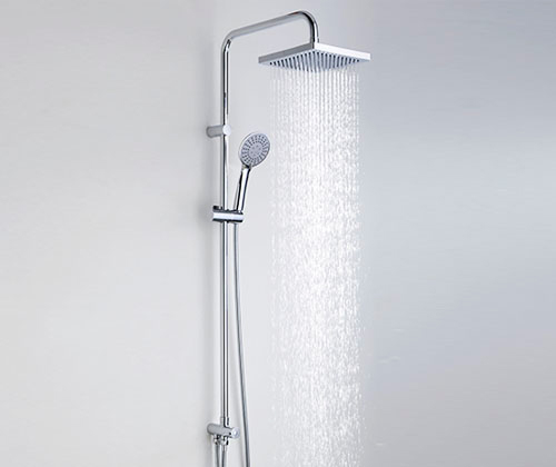 Wasserkraft Душевая стойка: смеситель, ручной душ 3 вида струи, шланг, верхний душ, цвет: хром A017