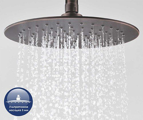 Wasserkraft Душевая стойка: смеситель, ручной душ 1 вид струи, шланг, верхний душ, цвет: бронза A041