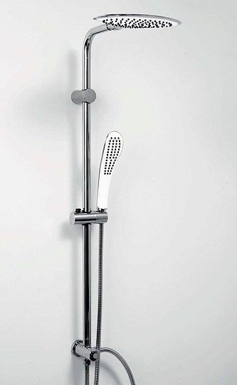 Wasserkraft Душевая стойка: смеситель, ручной душ 1 вид струи, шланг, верхний душ, цвет: хром/белый A045
