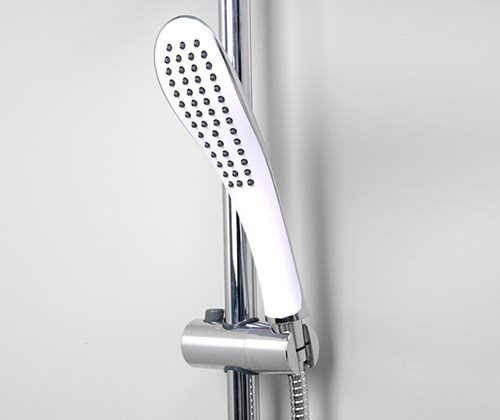 Wasserkraft Душевая стойка: смеситель, ручной душ 1 вид струи, шланг, верхний душ, цвет: хром/белый A045