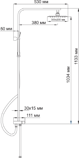 Wasserkraft Душевая стойка: ручной душ 3 вида струи, шланг, верхний душ, цвет: хром/белый A042