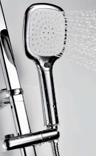 Wasserkraft Душевая стойка: ручной душ 3 вида струи, шланг, верхний душ, цвет: хром/белый A042