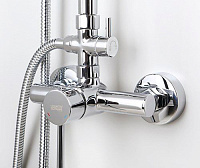 Wasserkraft Душевая стойка: смеситель, ручной душ 1 вид струи, шланг, верхний душ, цвет: хром A12202