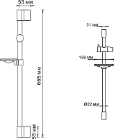 Wasserkraft Душевая штанга 13,9х5,3хh66,5 см, цвет: хром A063