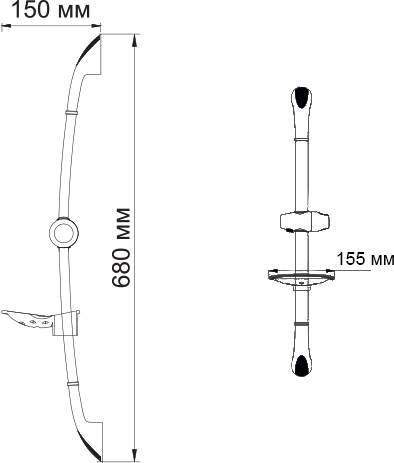 Wasserkraft Душевая штанга 15,5х15хh68 см, цвет: хром A006