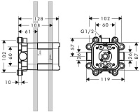 Axor Shower Collection Скрытая часть верхнего душа 24x24 cм 1 вид струи 10921180