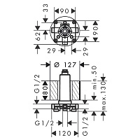 Axor Скрытая часть для верхнего душа с потолочным подсоединением 26434180