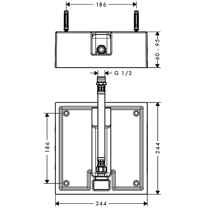 Hansgrohe Raindance Встраиваемая часть верхнего душа 260/260 Air 1jet 26471180