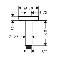 Hansgrohe Кронштейн потолочный S 11,6 см, цвет: полированное золото 27393990