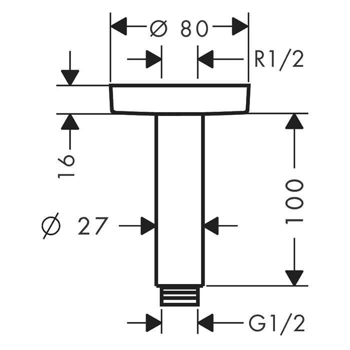 Hansgrohe Кронштейн потолочный S 11,6 см, цвет: шлифованная бронза 27393140