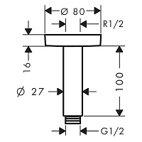 Hansgrohe Кронштейн потолочный S 11,6 см, цвет: шлифованная бронза 27393140