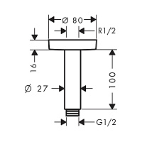 Hansgrohe Кронштейн потолочный S 11,6 см, цвет: шлифованный черный хром 27393340