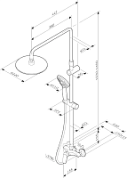 Am.Pm Sunny Душевая стойка: смеситель, верхний и ручной душ, шланг, цвет: хром глянцевый F0785C800