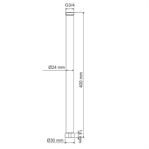 Wasserkraft Удлинитель душевого комплекта 400мм, цвет: черный Soft-touch A210