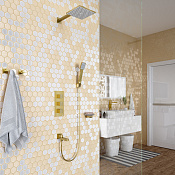 Timo Tetra-Thermo Душевая система для душа, однорычажный, цвет: золото матовое SX-0199/17SM