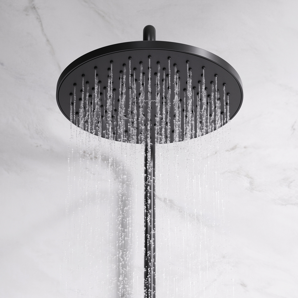 Am.Pm Like Душевая стойка: термостат, верхний и ручной душ, шланг, цвет: черный матовый F0780422