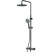 Am.Pm Like Душевая стойка: термостат, верхний и ручной душ, шланг, цвет: черный матовый F0780422