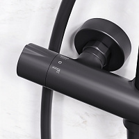 Am.Pm Like Душевая стойка: термостат, верхний и ручной душ, шланг, цвет: черный матовый F0780422