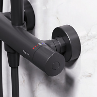 Am.Pm Like Душевая стойка: термостат, верхний и ручной душ, шланг, цвет: черный матовый F0780422