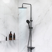 Am.Pm Like Душевая стойка: верхний и ручной душ, шланг, без смесителя, цвет: черный матовый F0780222