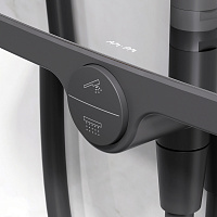 Am.Pm Like Душевая стойка: верхний и ручной душ, шланг, без смесителя, цвет: черный матовый F0780222