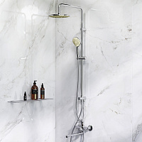 Am.Pm X-Joy Душевая стойка: смеситель, верхний и ручной душ, шланг, цвет: хром глянцевый F40885A94