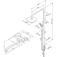 Am.Pm X-Joy Душевая стойка: смеситель, верхний и ручной душ, шланг, цвет: хром глянцевый F40885A94