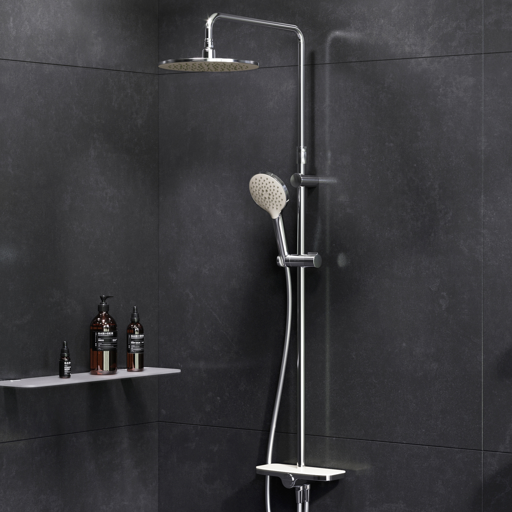 Am.Pm Like Душевая стойка: верхний и ручной душ, шланг, без смесителя, цвет: хром глянцевый F0780200