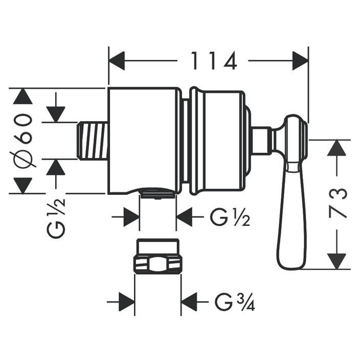 Axor Montreux Шланговое подключение Stop, с запорным вентилем, цвет: полированное золото 16883990
