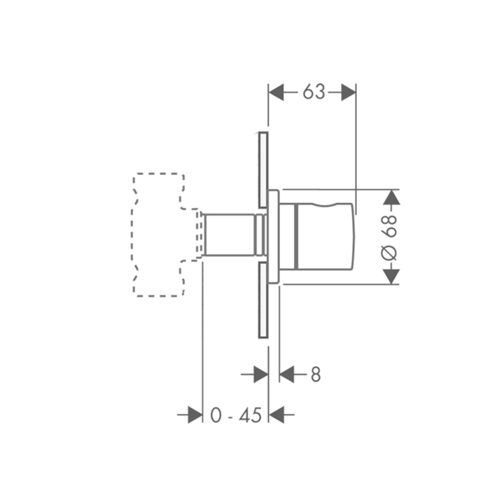 Axor Uno Запорный вентиль, внешняя часть, цвет: хром 38976000
