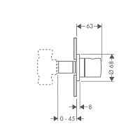Axor Uno Запорный вентиль, внешняя часть, цвет: хром 38976000