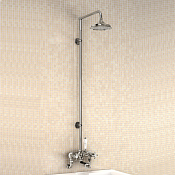 Burlington Anglesey Душевой комплект: смеситель, душ, стойка, излив 13 см, цвет: хром/черный глянец H295-AN BLA