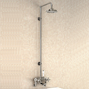 Burlington Claremont Душевой комплект: смеситель, душ, стойка, излив 13 см, цвет: хром/черный глянец H295-CL BLA