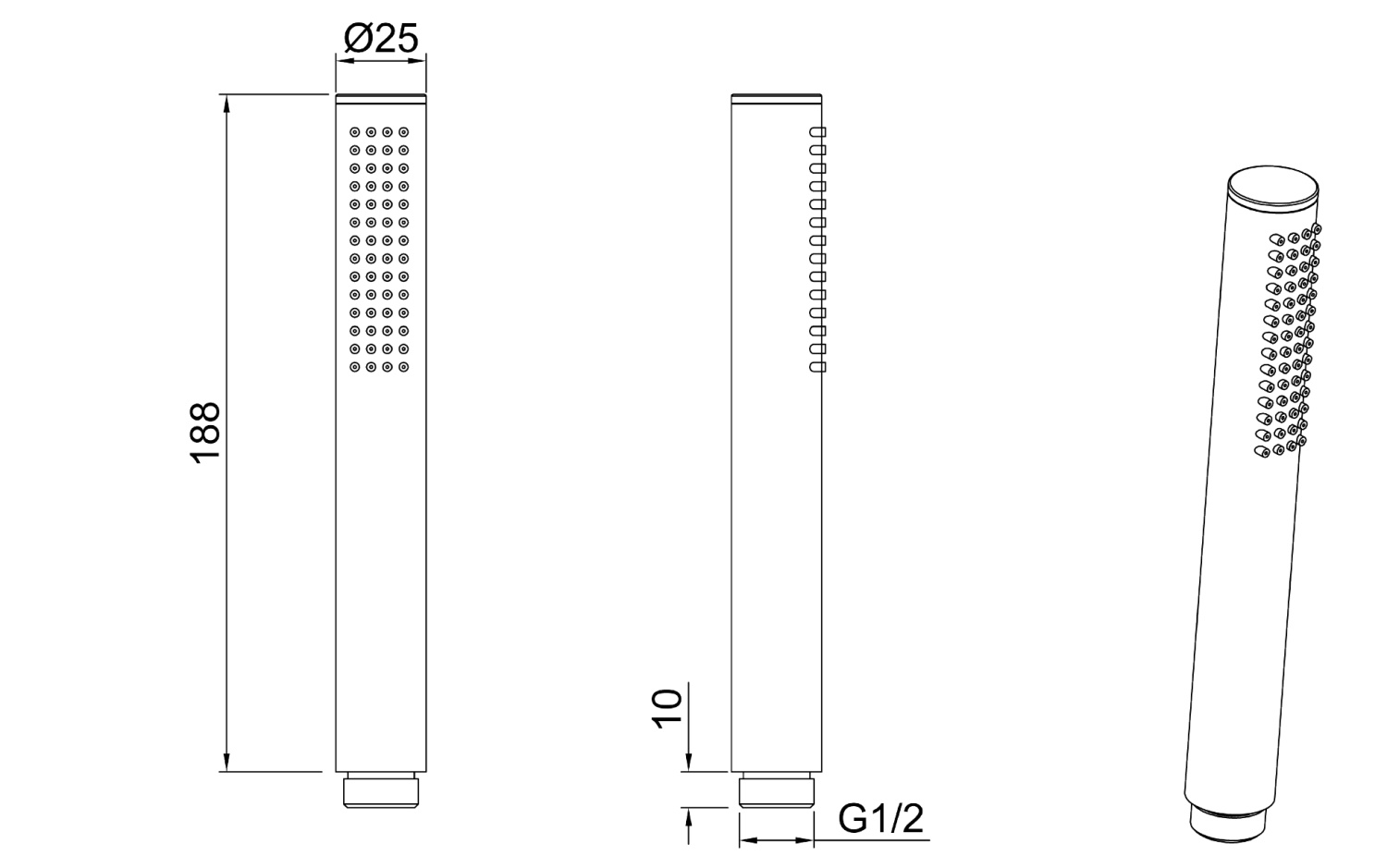 Allen Brau Priority Ручной душ, 1 режим струи, 2,5x2,5x18,8h см, цвет: хром 5.31020-00