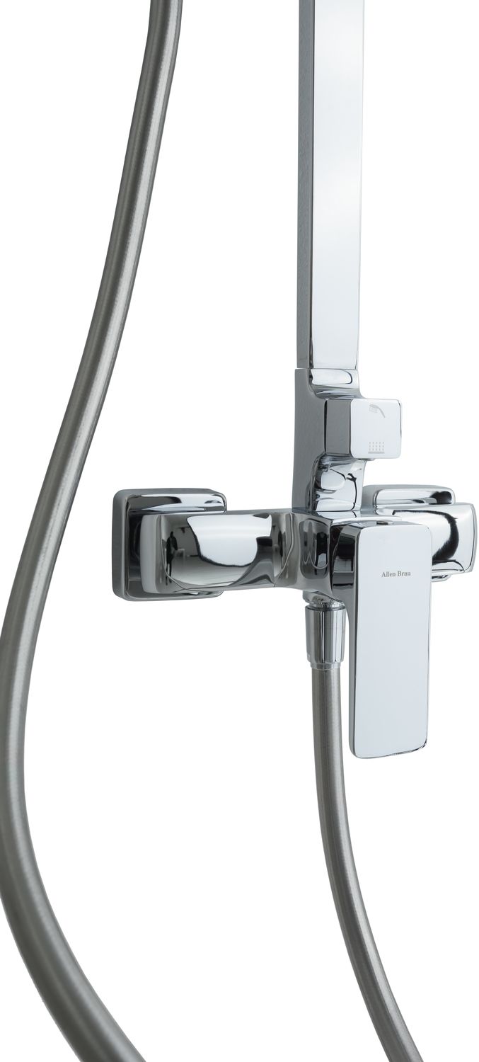 Allen Brau Infinity Душевая стойка: смеситель, ручной душ, верхний душ, шланг 150 см, цвет: хром 5.21012-00